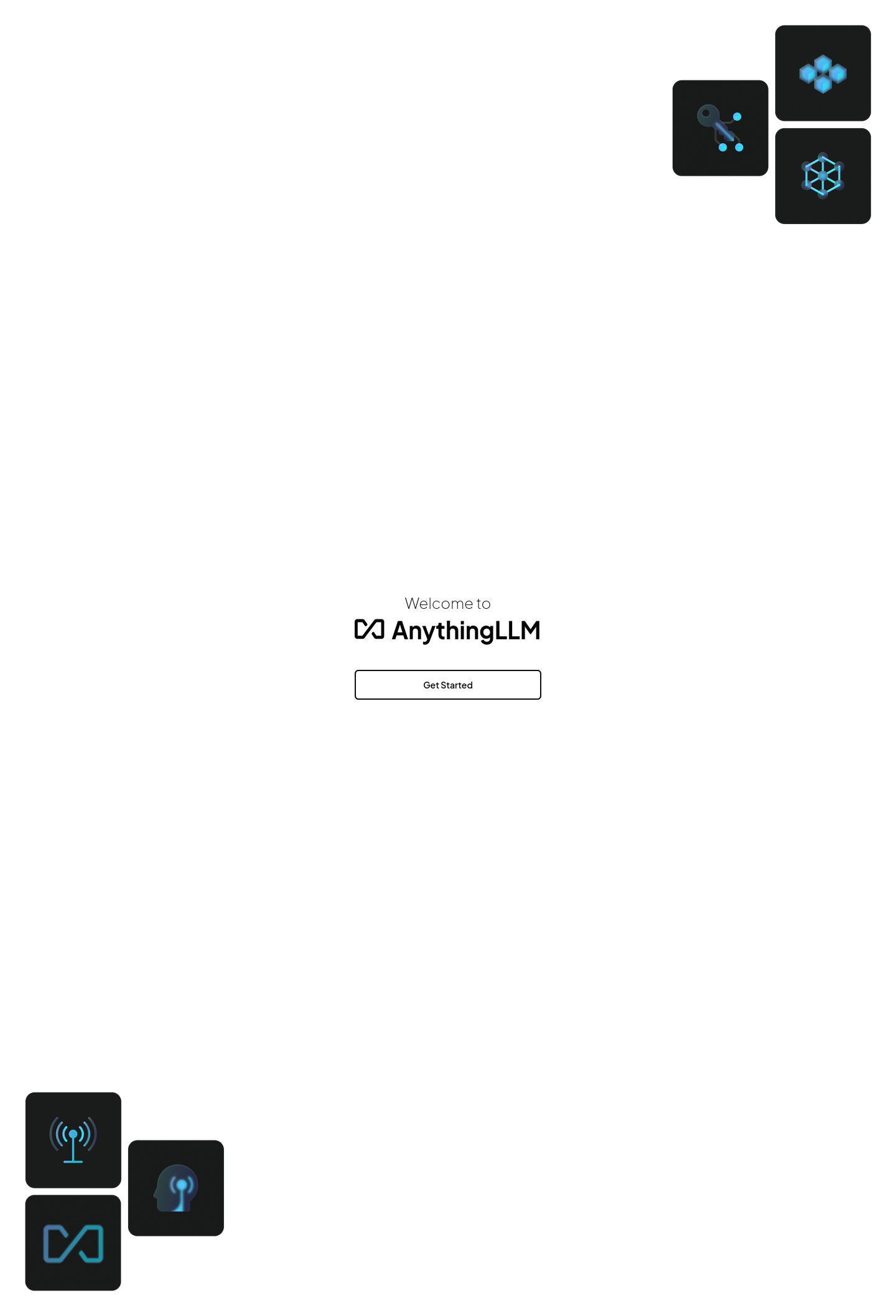 AnythingLLM welcome screen accessed through an SSH tunnel on AlmaLinux 10