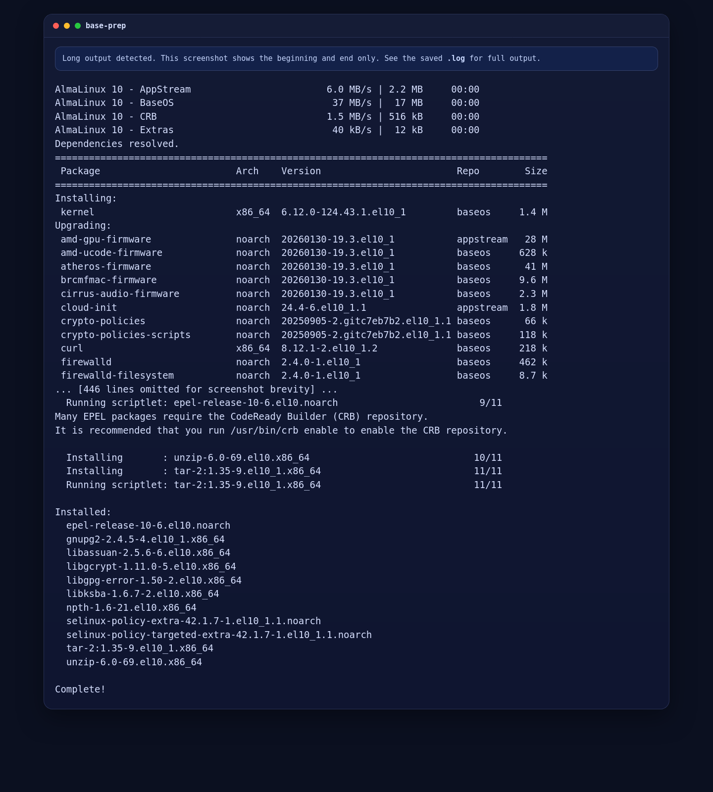 Updating AlmaLinux 10 and installing repository management utilities