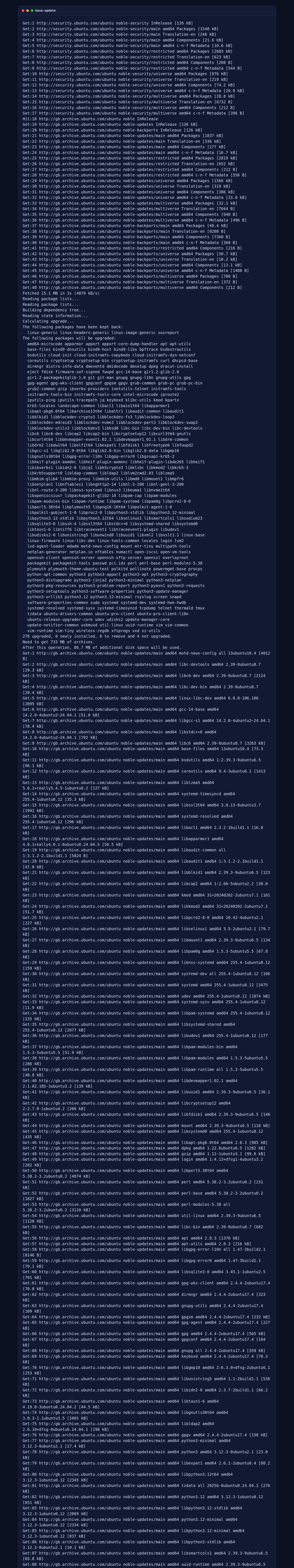 Updating Ubuntu 24.04.1 and installing base utilities