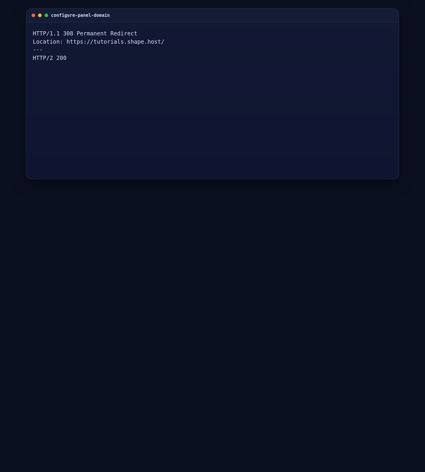 Dokploy panel route configured for tutorials.shape.host on AlmaLinux 10