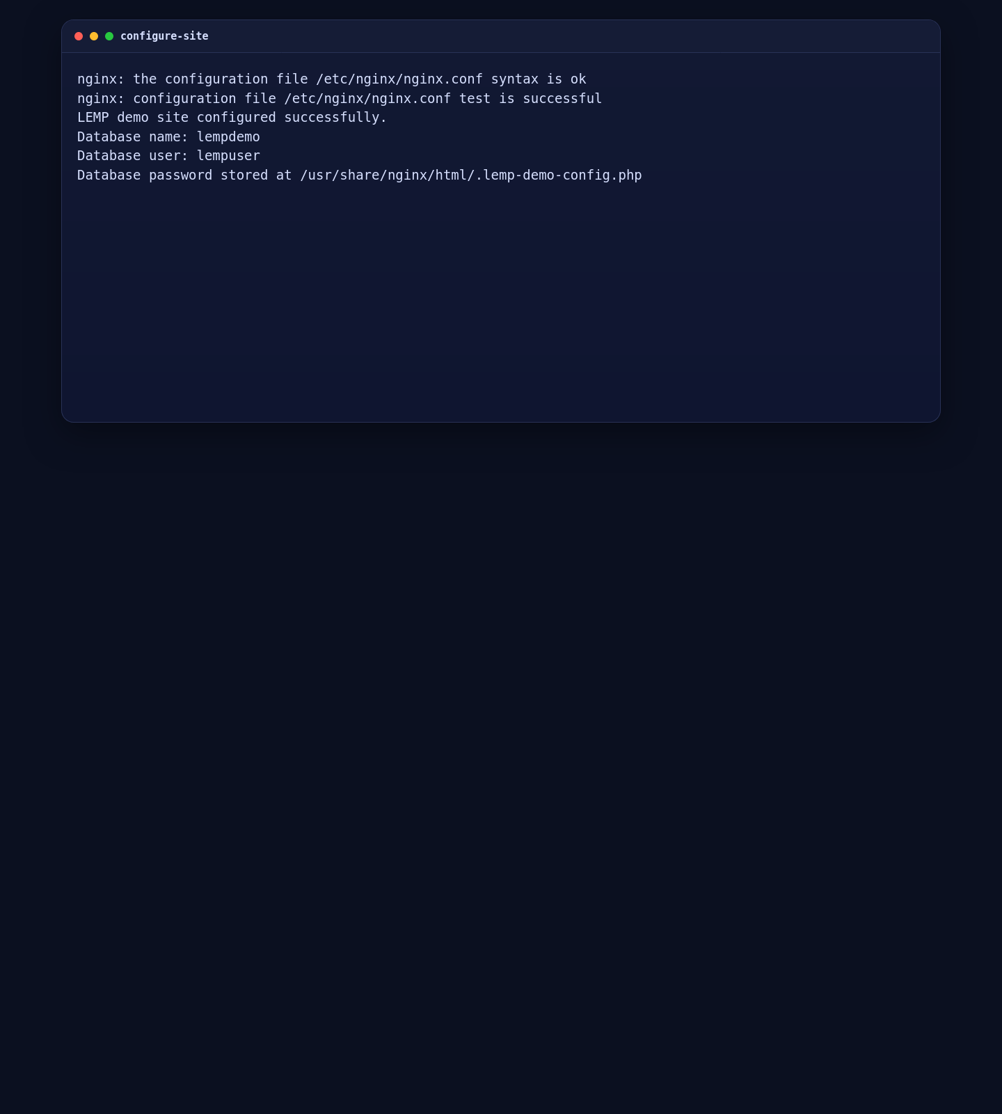 Configuring the AlmaLinux 10 LEMP demo site on tutorials.shape.host