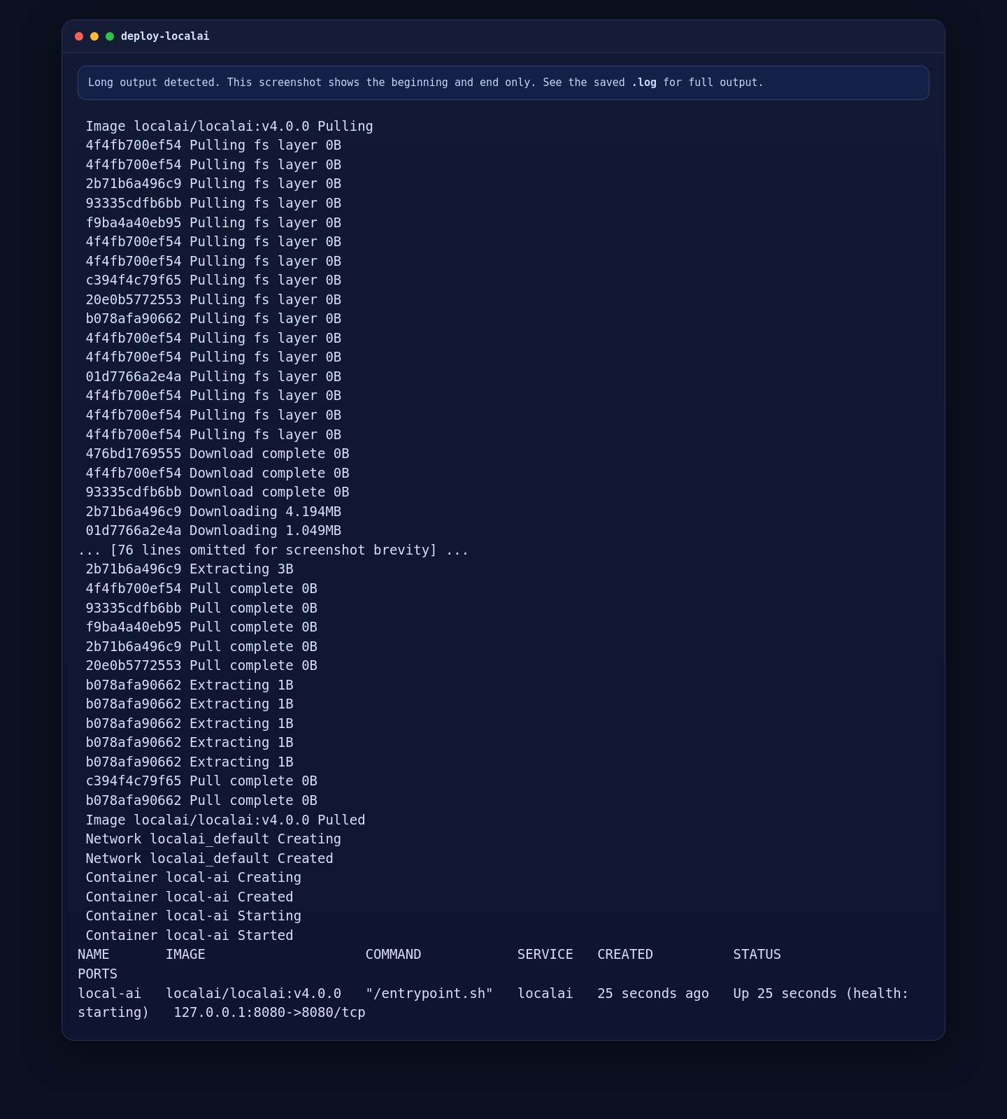 LocalAI Docker Compose deployment on AlmaLinux 10