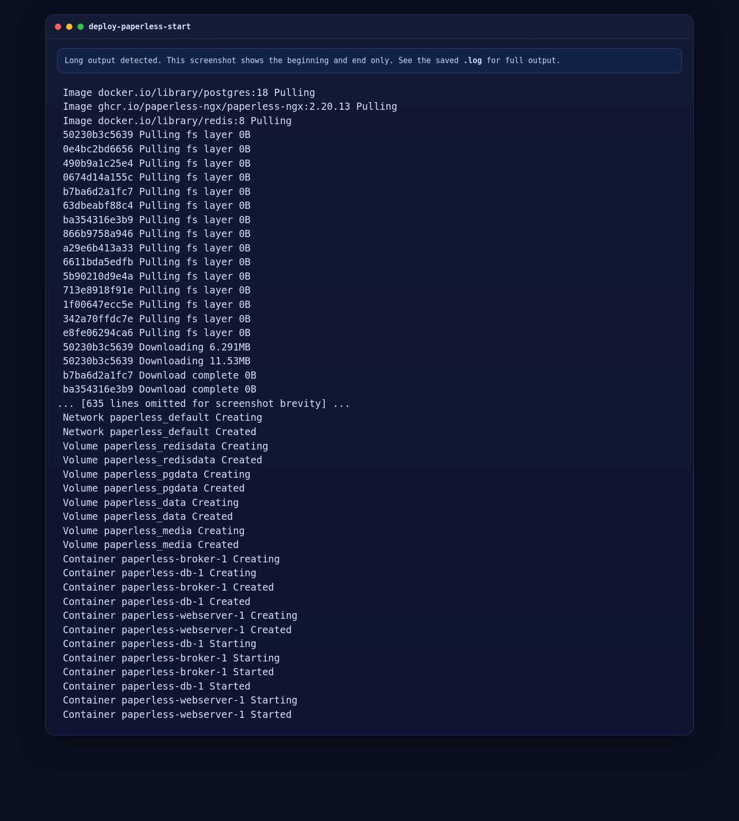 Starting the Paperless-ngx Docker stack on AlmaLinux 10