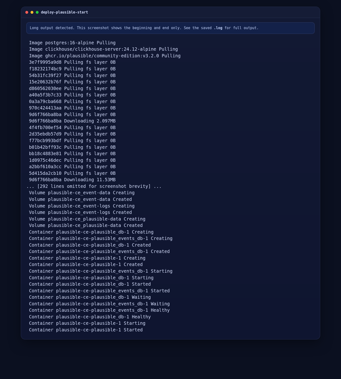Starting Plausible Analytics Community Edition containers on Ubuntu 24.04