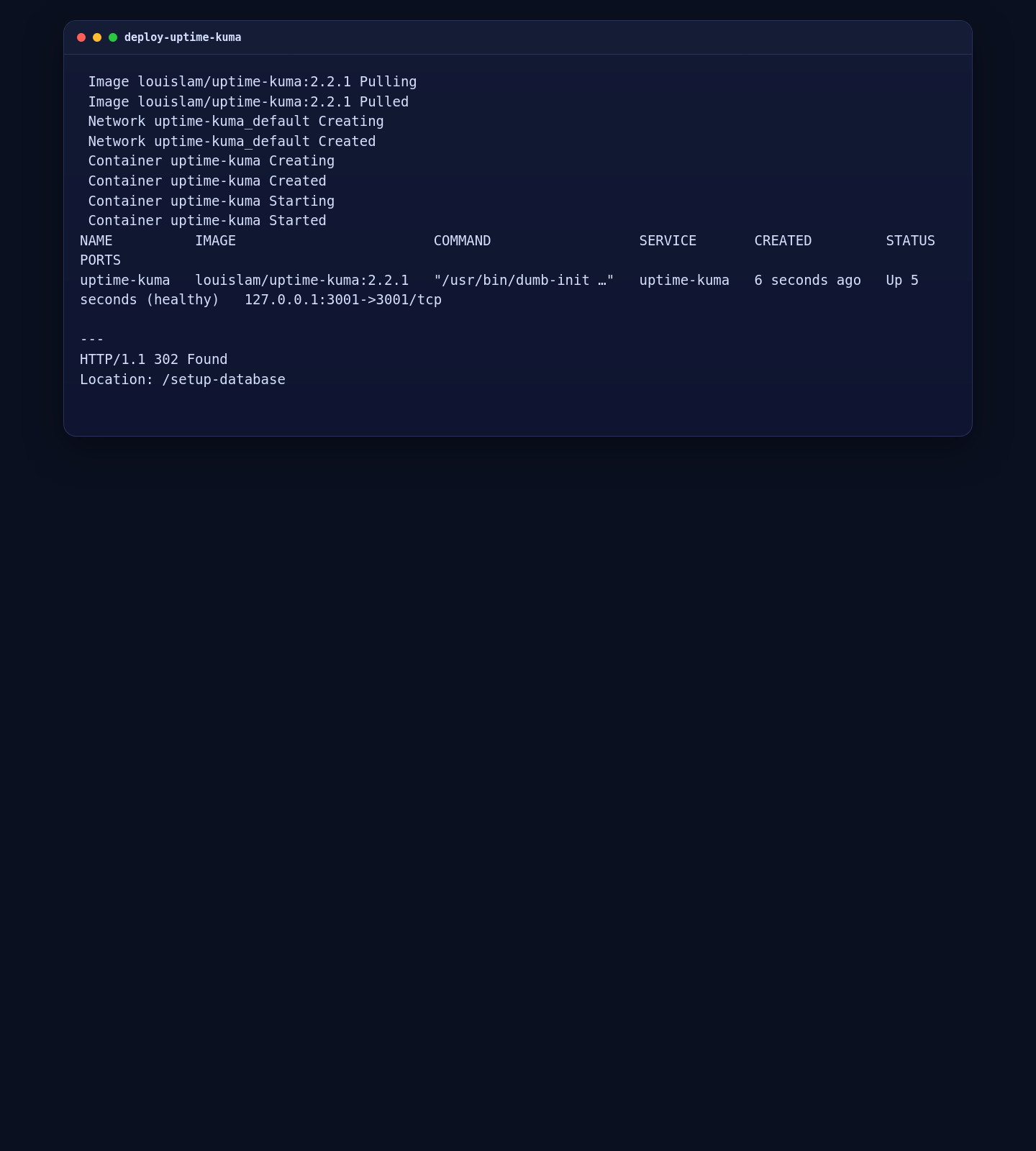 Uptime Kuma deployed with Docker Compose on Ubuntu 24.04