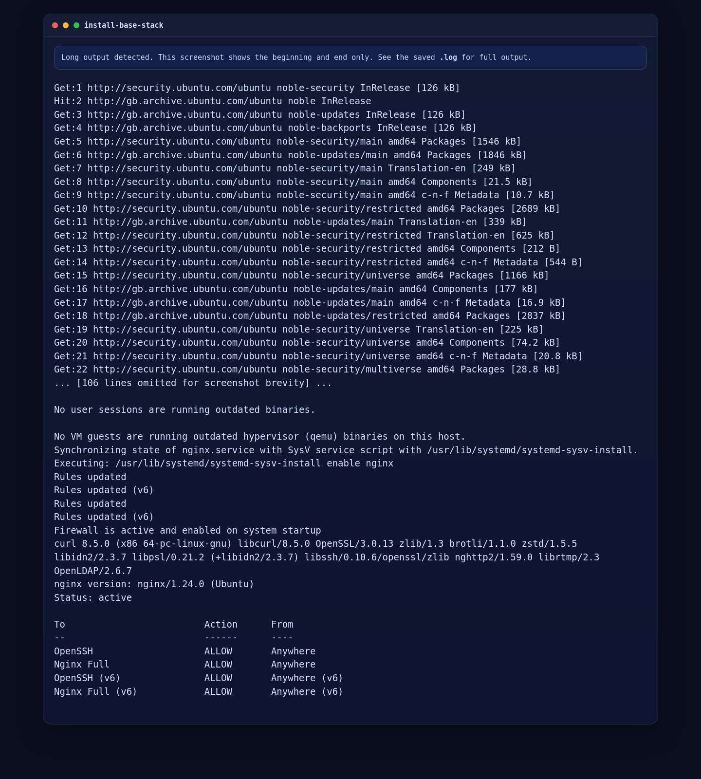 Curl, Nginx, and UFW installed on Ubuntu 24.04 for Ollama