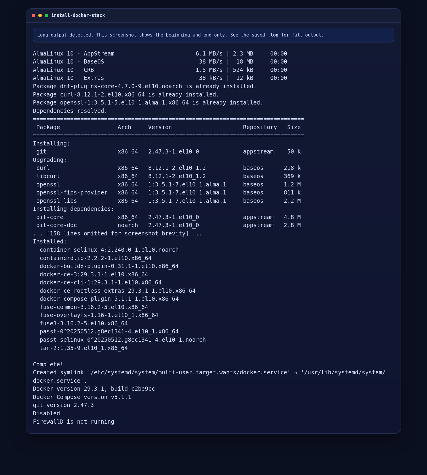 Docker Engine and Docker Compose installed on AlmaLinux 10 for LiteLLM