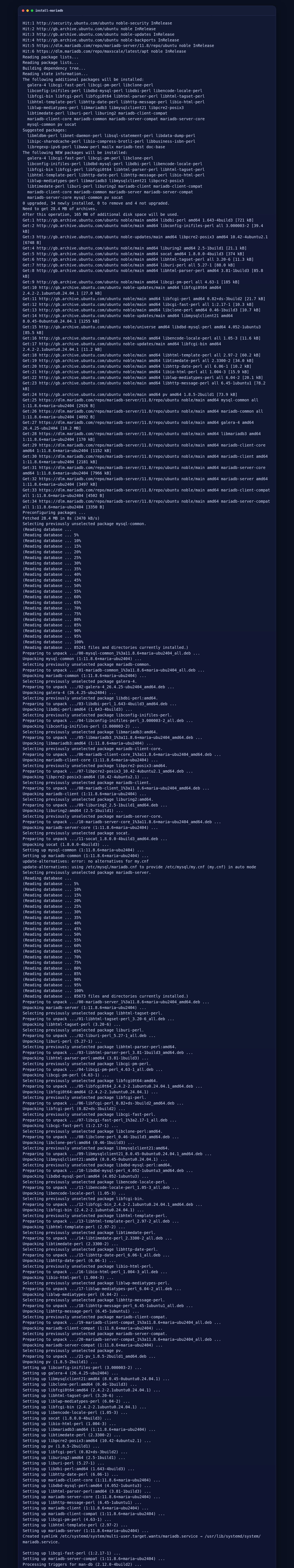 Installing MariaDB 11.8 on Ubuntu 24.04.1 LTS