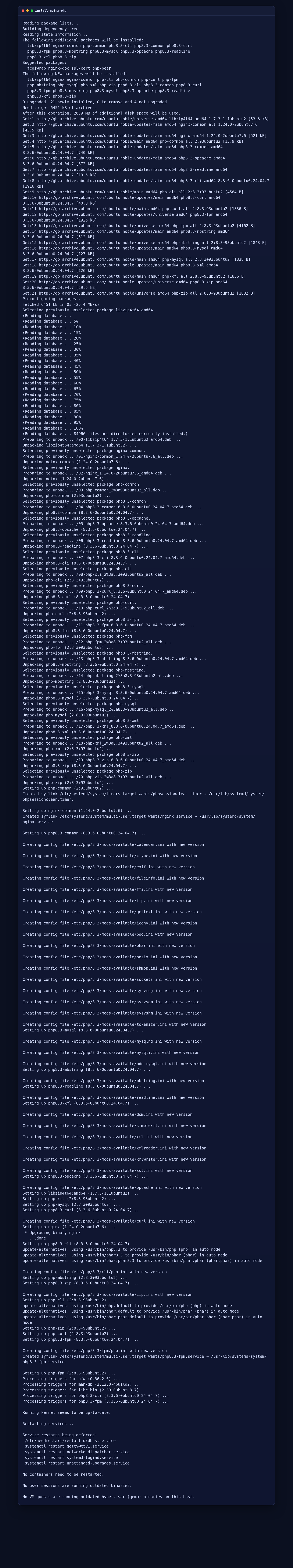 Nginx and PHP installation step on Ubuntu 24.04.1 LTS