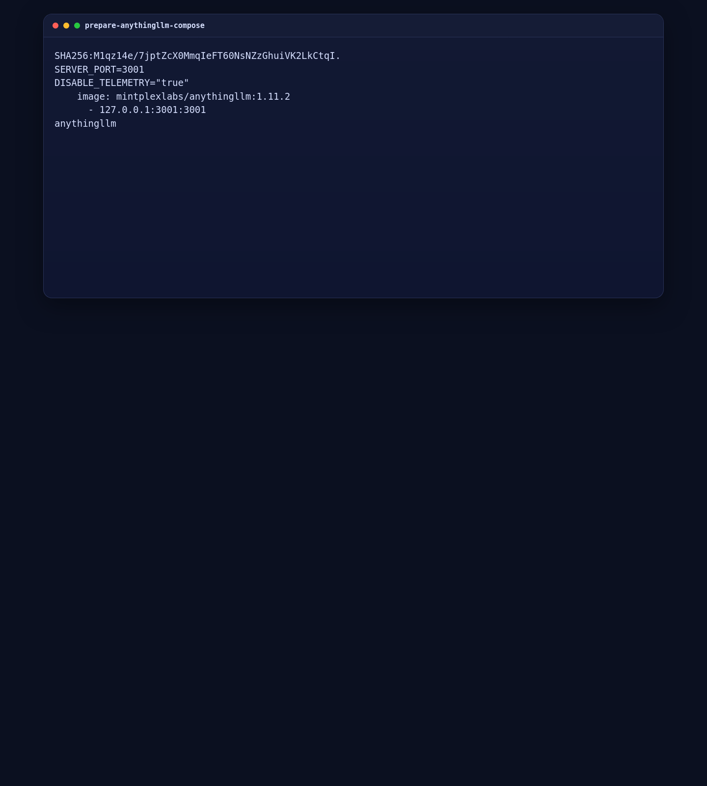 AnythingLLM compose file and environment file prepared on AlmaLinux 10