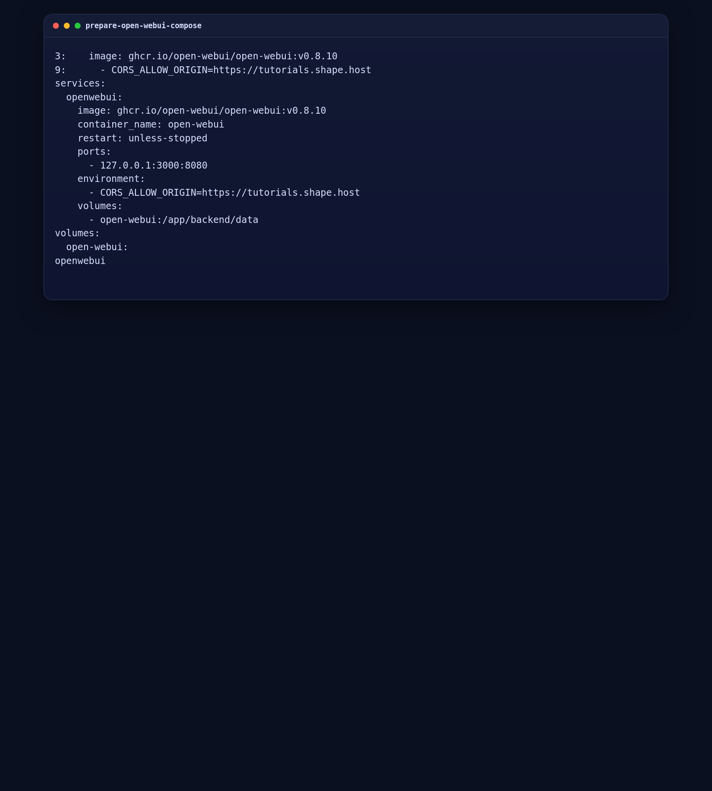 Pinned Open WebUI Docker Compose configuration on AlmaLinux 10