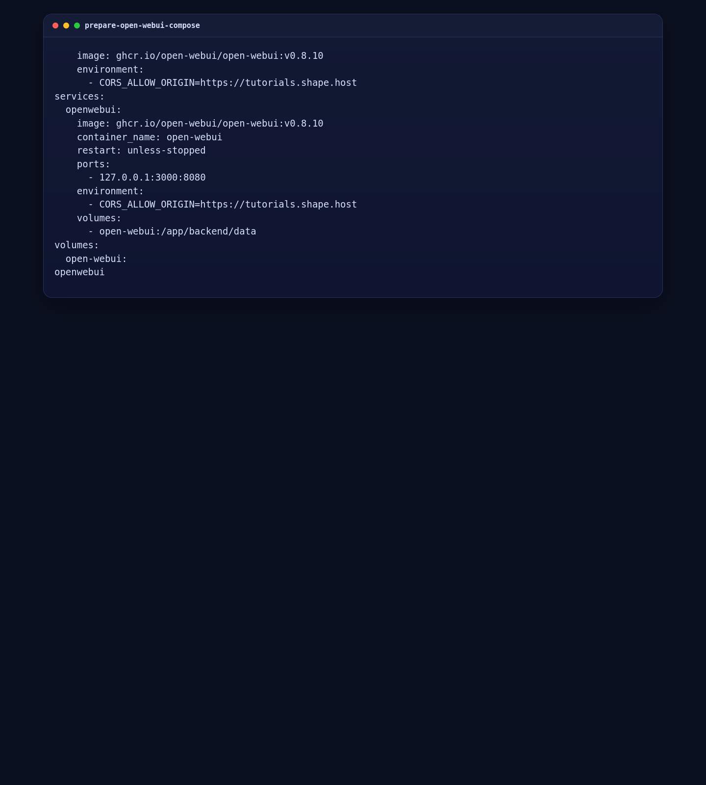 Open WebUI Docker Compose configuration on Ubuntu 24.04