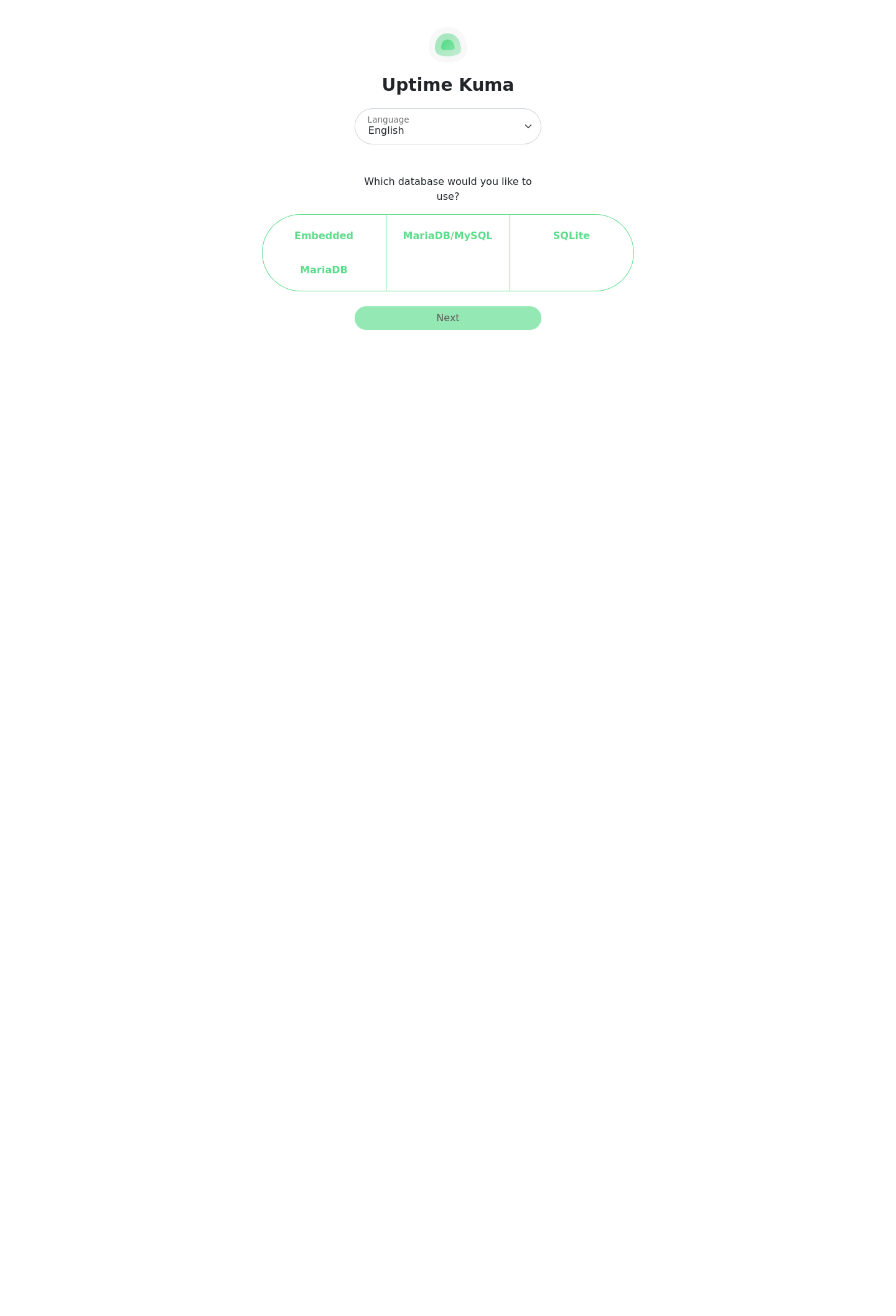 Uptime Kuma setup page on tutorials.shape.host during the Ubuntu 24.04 deployment