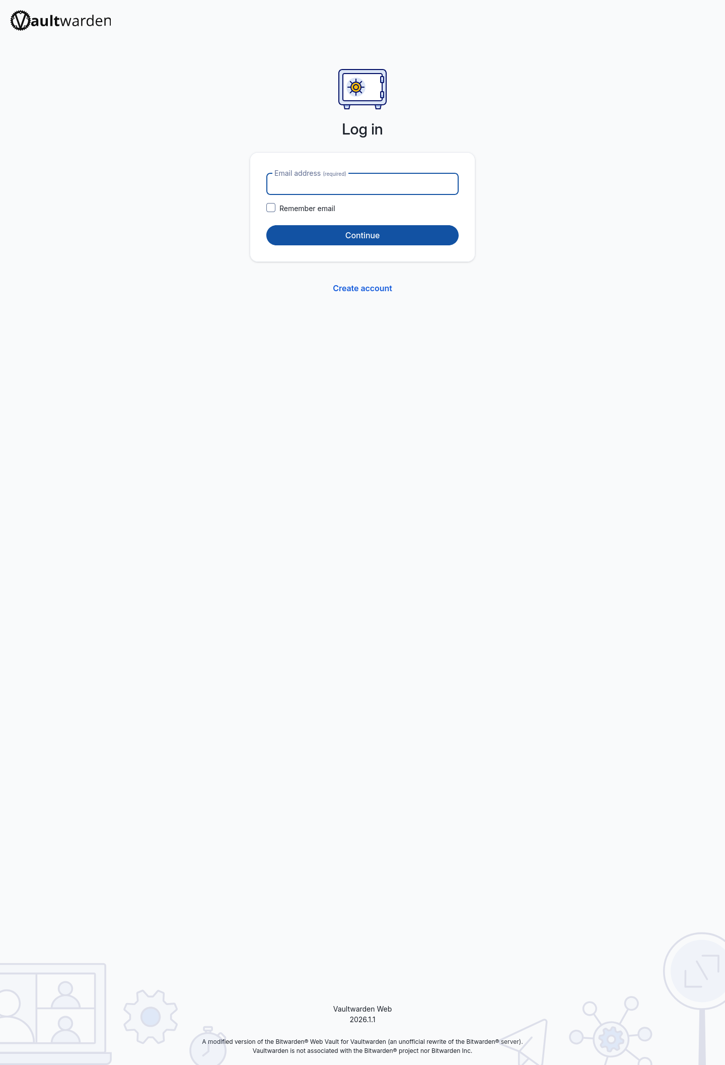 Vaultwarden login page over HTTPS on AlmaLinux 10