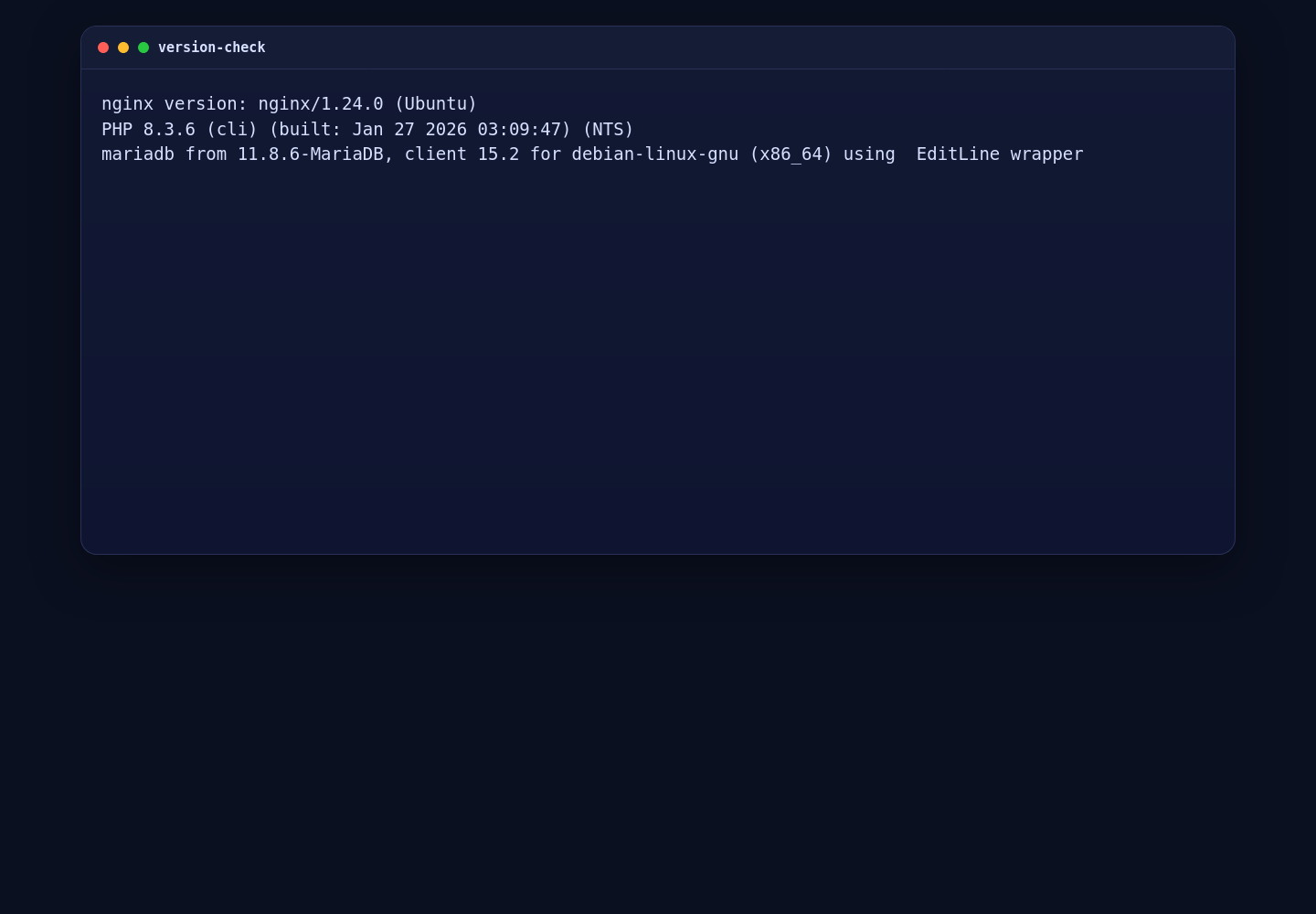 Version check for Nginx, PHP, and MariaDB on Ubuntu 24.04.1 LTS